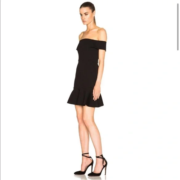 N/Nicholas Off Shoulder Ponte Mini Black Dress 2 - Picture 5 of 16